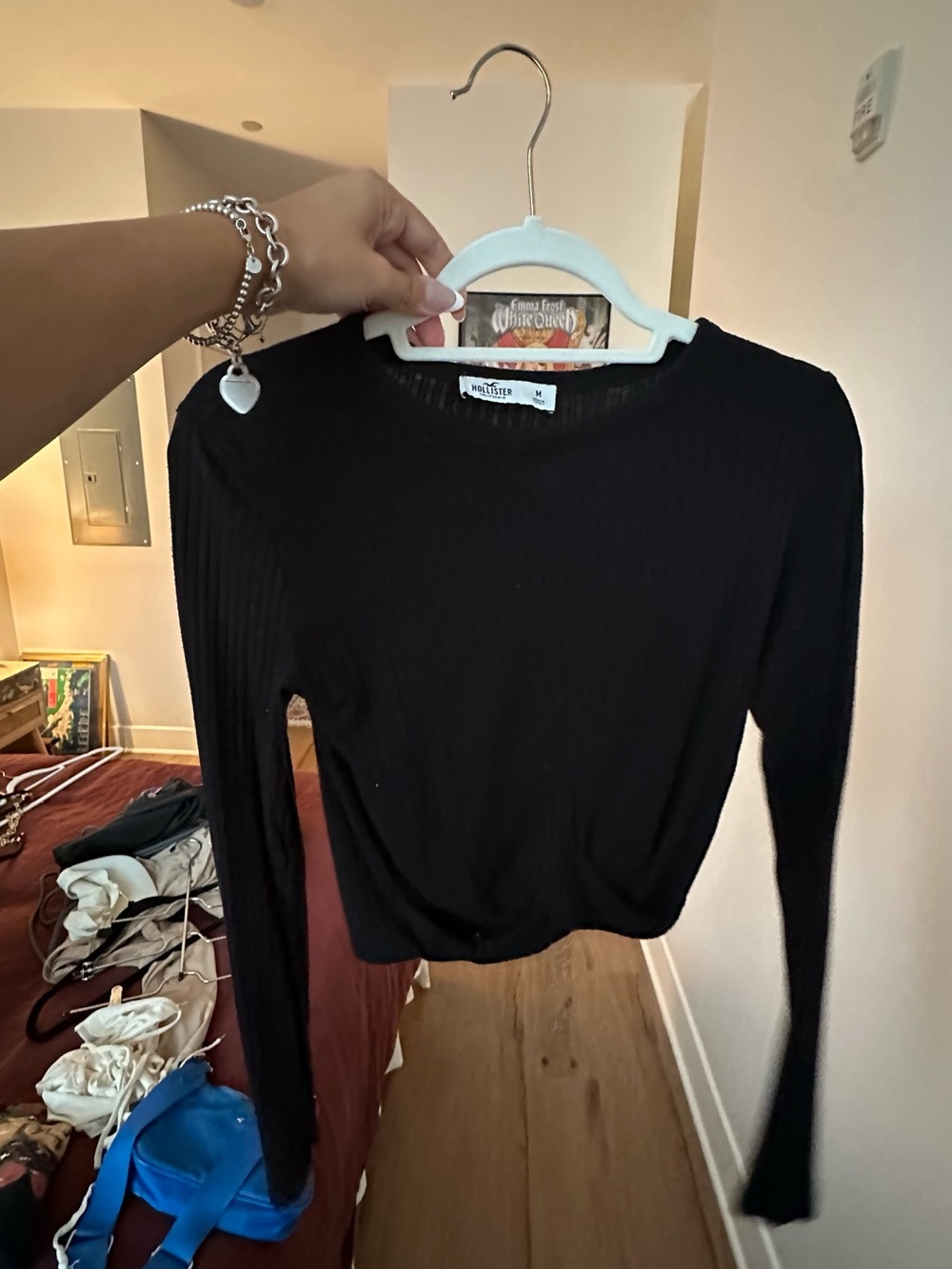 Hollister Black Ribbed Long-Sleeve Crew Top